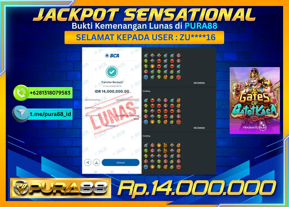 PURA88 JACKPOT GATES OF GATOTKACA Rp 14.000.000,- LUNAS